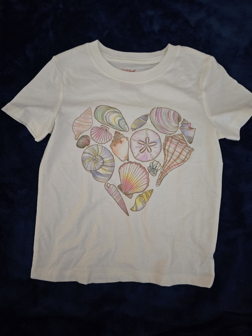 Cat & Jack White Tee with Pastel Seashell Heart